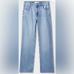 Mango MNG Blue Wide Leg Mid-Rise Jeans Size 6 Pre-Loved